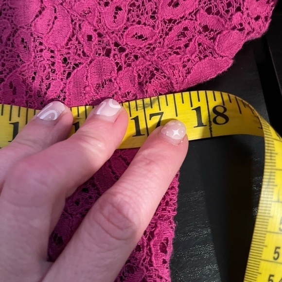 Pink Fusia Lace Cropped Ruffle Cotton Blend Cardigan Women’s 1X by Notations - Picture 11 of 12